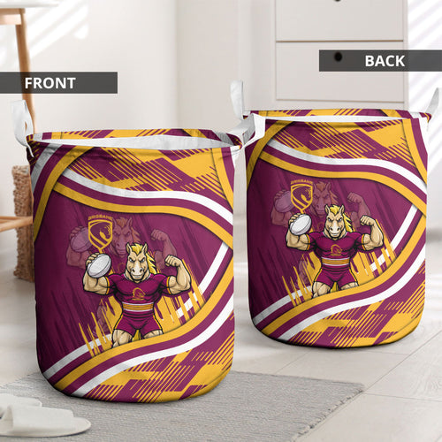 Brisbane Broncos Rugby Mascot Laundry Basket Fierce Athlete Graphic in Sports Style