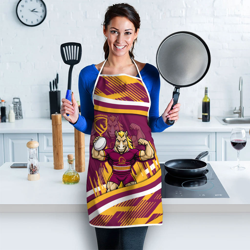 Brisbane Broncos Rugby Mascot Apron Fierce Athlete Graphic in Sports Style