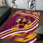 Brisbane Broncos Rugby Mascot Area Rug Fierce Athlete Graphic in Sports Style