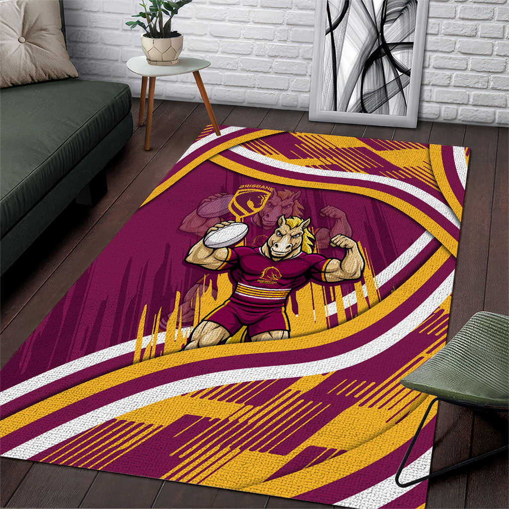 Brisbane Broncos Rugby Mascot Area Rug Fierce Athlete Graphic in Sports Style