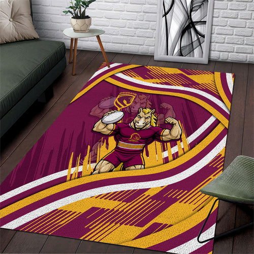 Brisbane Broncos Rugby Mascot Area Rug Fierce Athlete Graphic in Sports Style