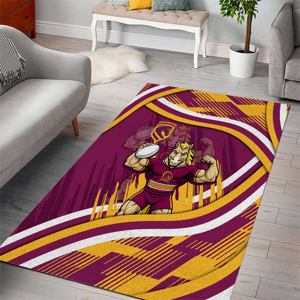 Brisbane Broncos Rugby Mascot Area Rug Fierce Athlete Graphic in Sports Style