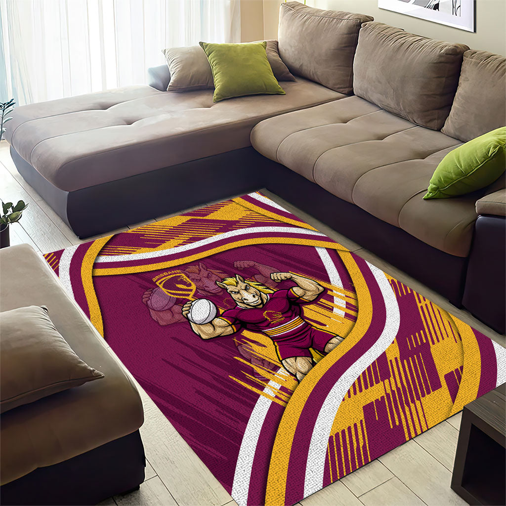 Brisbane Broncos Rugby Mascot Area Rug Fierce Athlete Graphic in Sports Style