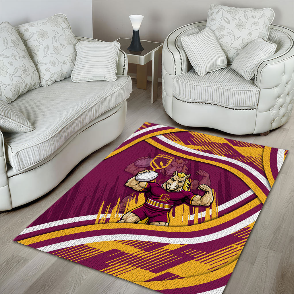Brisbane Broncos Rugby Mascot Area Rug Fierce Athlete Graphic in Sports Style