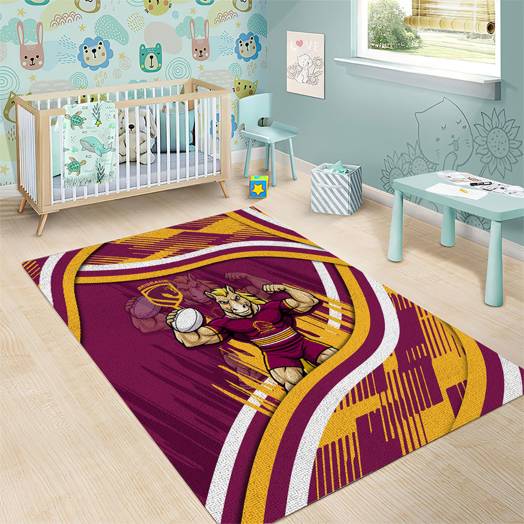 Brisbane Broncos Rugby Mascot Area Rug Fierce Athlete Graphic in Sports Style