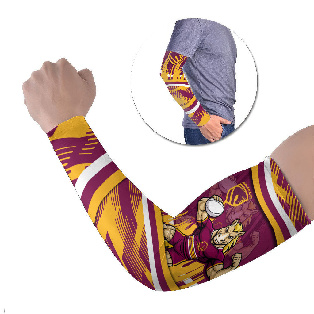 Brisbane Broncos Rugby Mascot Arm Sleeves Fierce Athlete Graphic in Sports Style