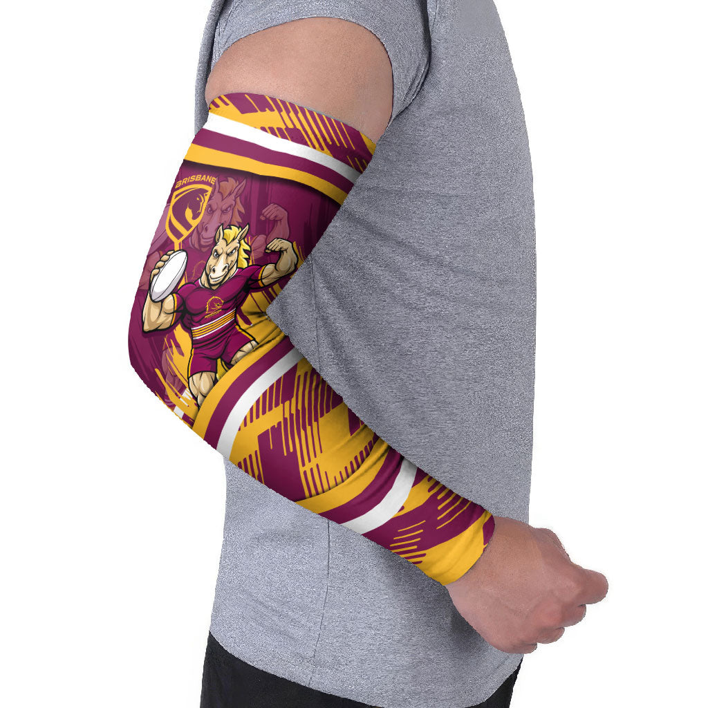 Brisbane Broncos Rugby Mascot Arm Sleeves Fierce Athlete Graphic in Sports Style