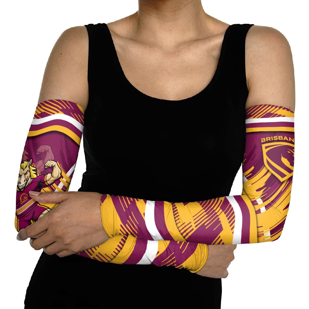 Brisbane Broncos Rugby Mascot Arm Sleeves Fierce Athlete Graphic in Sports Style