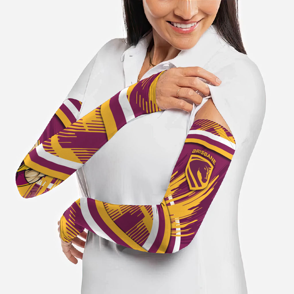 Brisbane Broncos Rugby Mascot Arm Sleeves Fierce Athlete Graphic in Sports Style