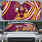 Brisbane Broncos Rugby Mascot Auto Sun Shade Fierce Athlete Graphic in Sports Style