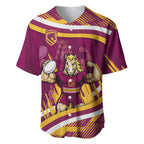 Brisbane Broncos Rugby Mascot Baseball Jersey Fierce Athlete Graphic in Sports Style