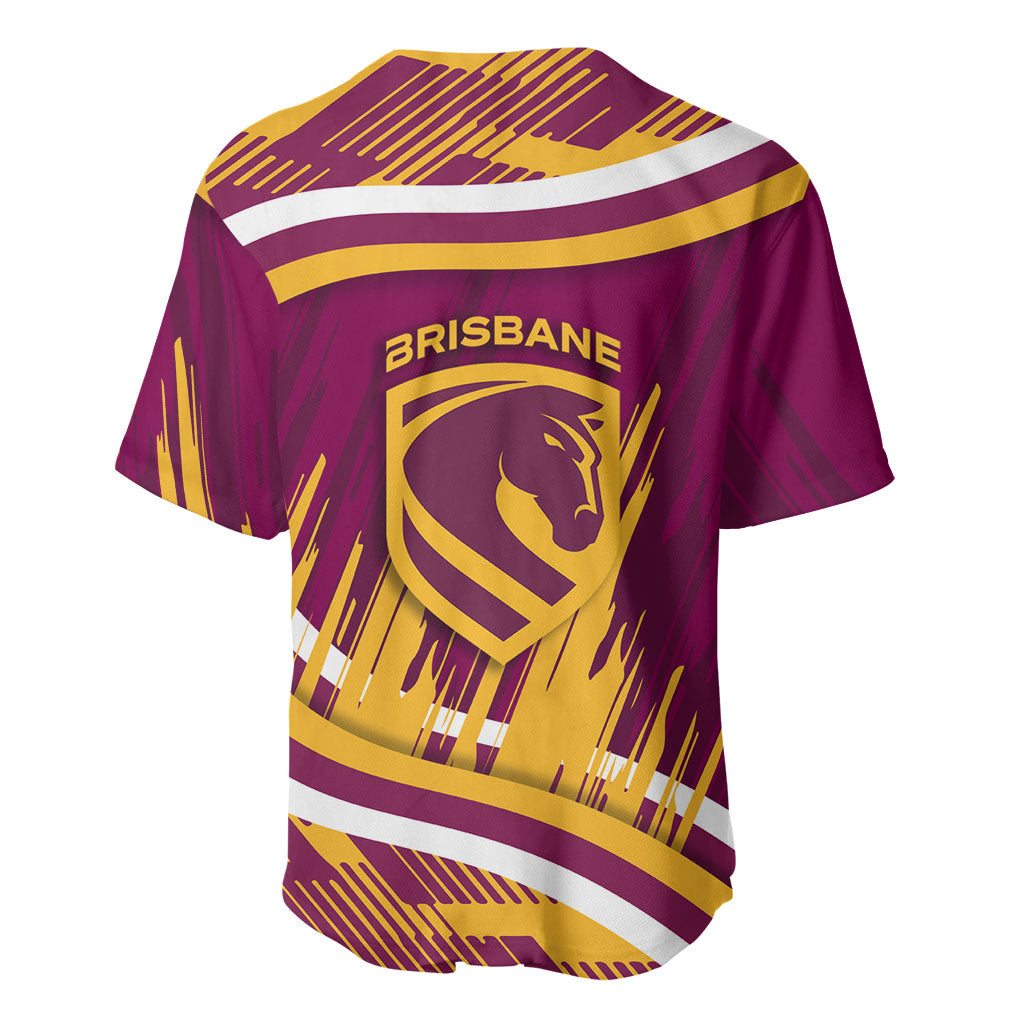 Brisbane Broncos Rugby Mascot Baseball Jersey Fierce Athlete Graphic in Sports Style