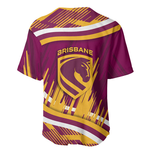 Brisbane Broncos Rugby Mascot Baseball Jersey Fierce Athlete Graphic in Sports Style