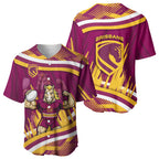 Brisbane Broncos Rugby Mascot Baseball Jersey Fierce Athlete Graphic in Sports Style