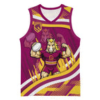 Brisbane Broncos Rugby Mascot Basketball Jersey Fierce Athlete Graphic in Sports Style