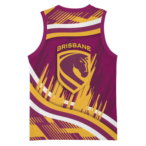 Brisbane Broncos Rugby Mascot Basketball Jersey Fierce Athlete Graphic in Sports Style