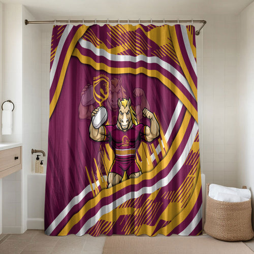 Brisbane Broncos Rugby Mascot Bathroom Set Fierce Athlete Graphic in Sports Style