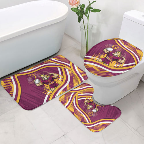 Brisbane Broncos Rugby Mascot Bathroom Set Fierce Athlete Graphic in Sports Style