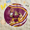 Brisbane Broncos Rugby Mascot Beach Blanket Fierce Athlete Graphic in Sports Style