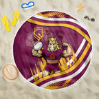 Brisbane Broncos Rugby Mascot Beach Blanket Fierce Athlete Graphic in Sports Style