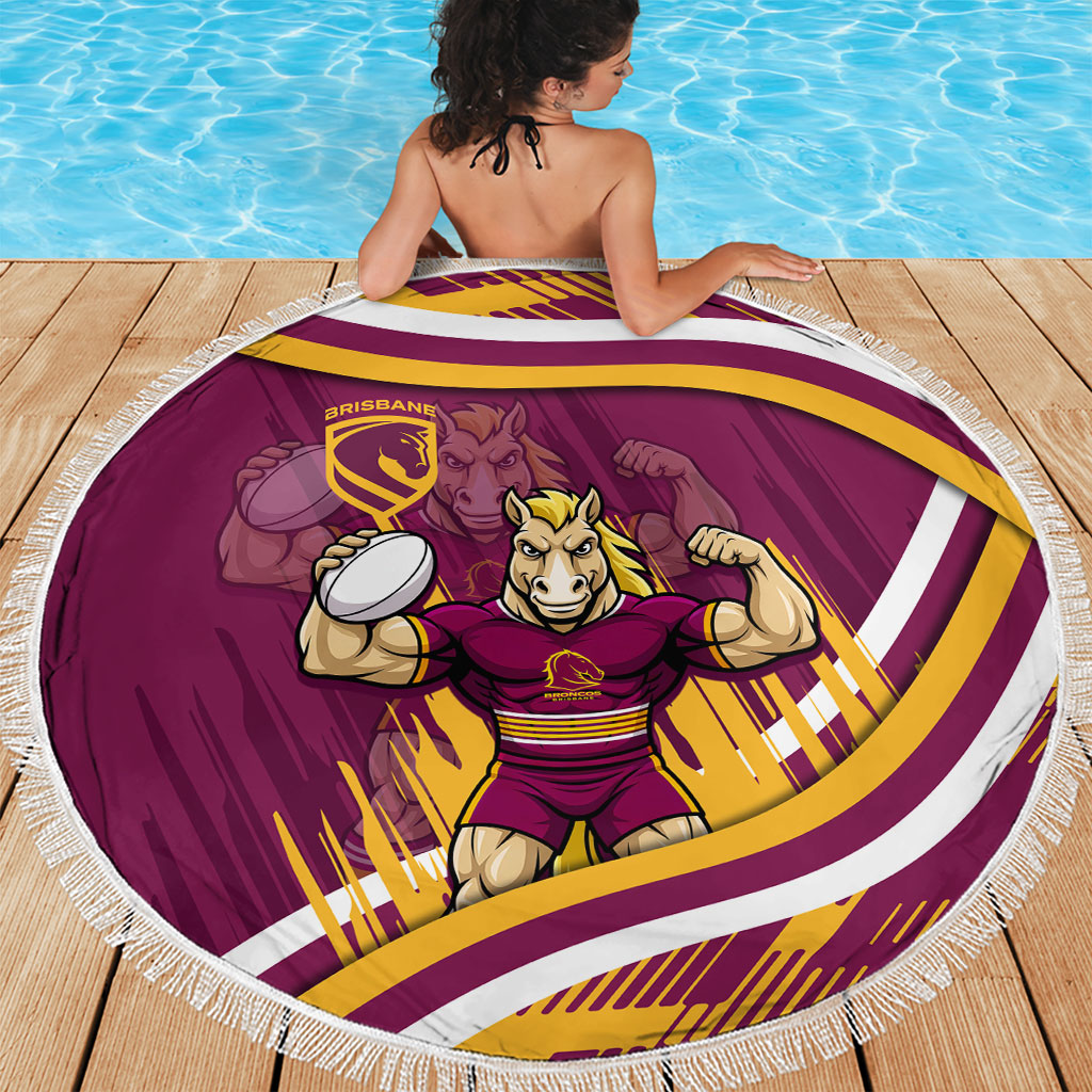 Brisbane Broncos Rugby Mascot Beach Blanket Fierce Athlete Graphic in Sports Style