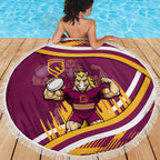 Brisbane Broncos Rugby Mascot Beach Blanket Fierce Athlete Graphic in Sports Style