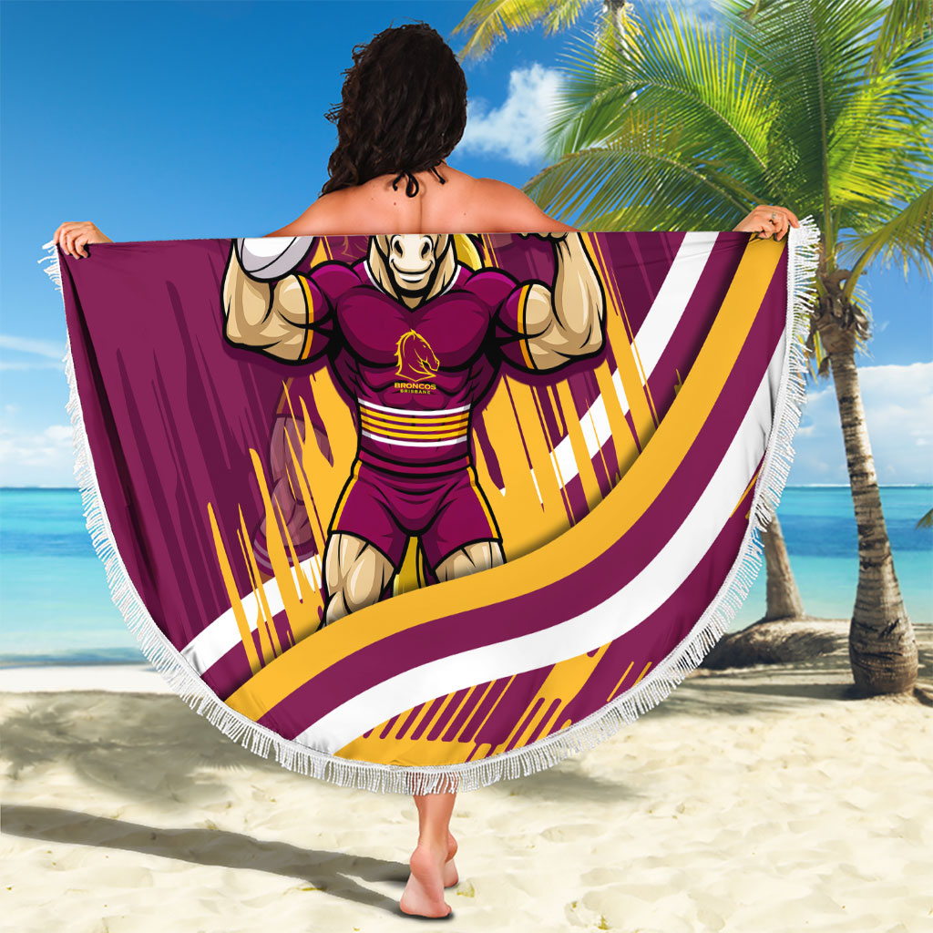 Brisbane Broncos Rugby Mascot Beach Blanket Fierce Athlete Graphic in Sports Style