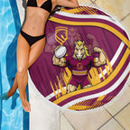 Brisbane Broncos Rugby Mascot Beach Blanket Fierce Athlete Graphic in Sports Style