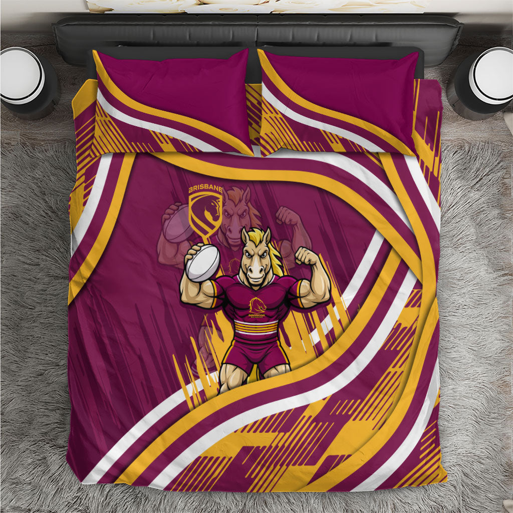 Brisbane Broncos Rugby Mascot Bedding Set Fierce Athlete Graphic in Sports Style
