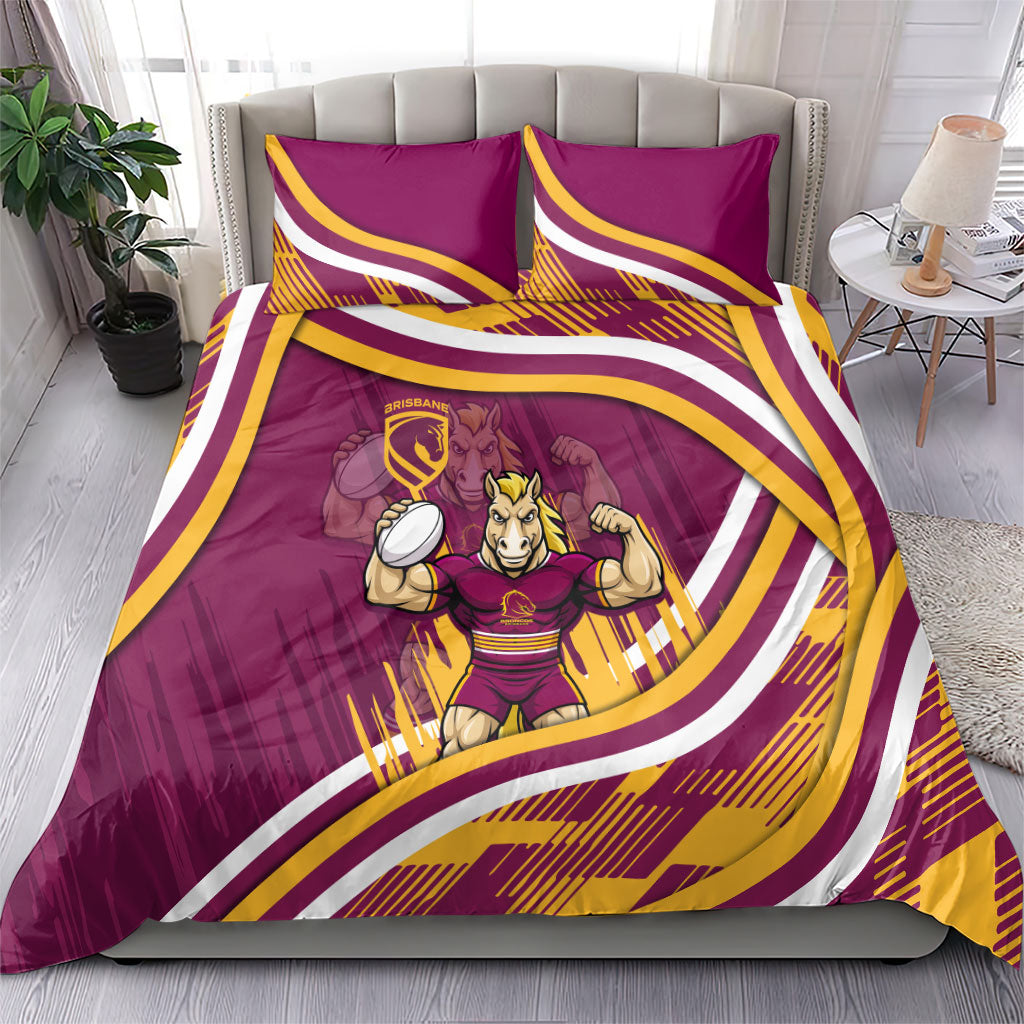 Brisbane Broncos Rugby Mascot Bedding Set Fierce Athlete Graphic in Sports Style