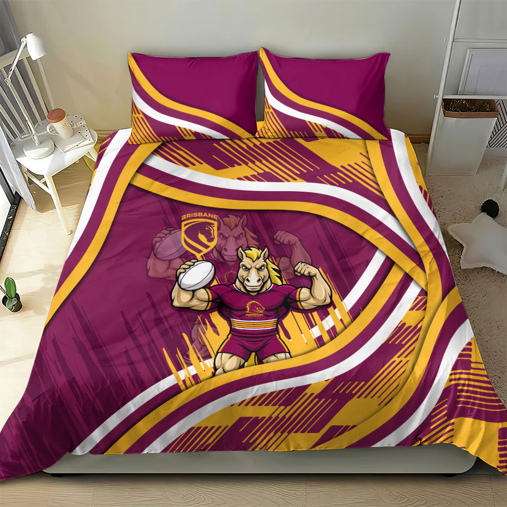 Brisbane Broncos Rugby Mascot Bedding Set Fierce Athlete Graphic in Sports Style