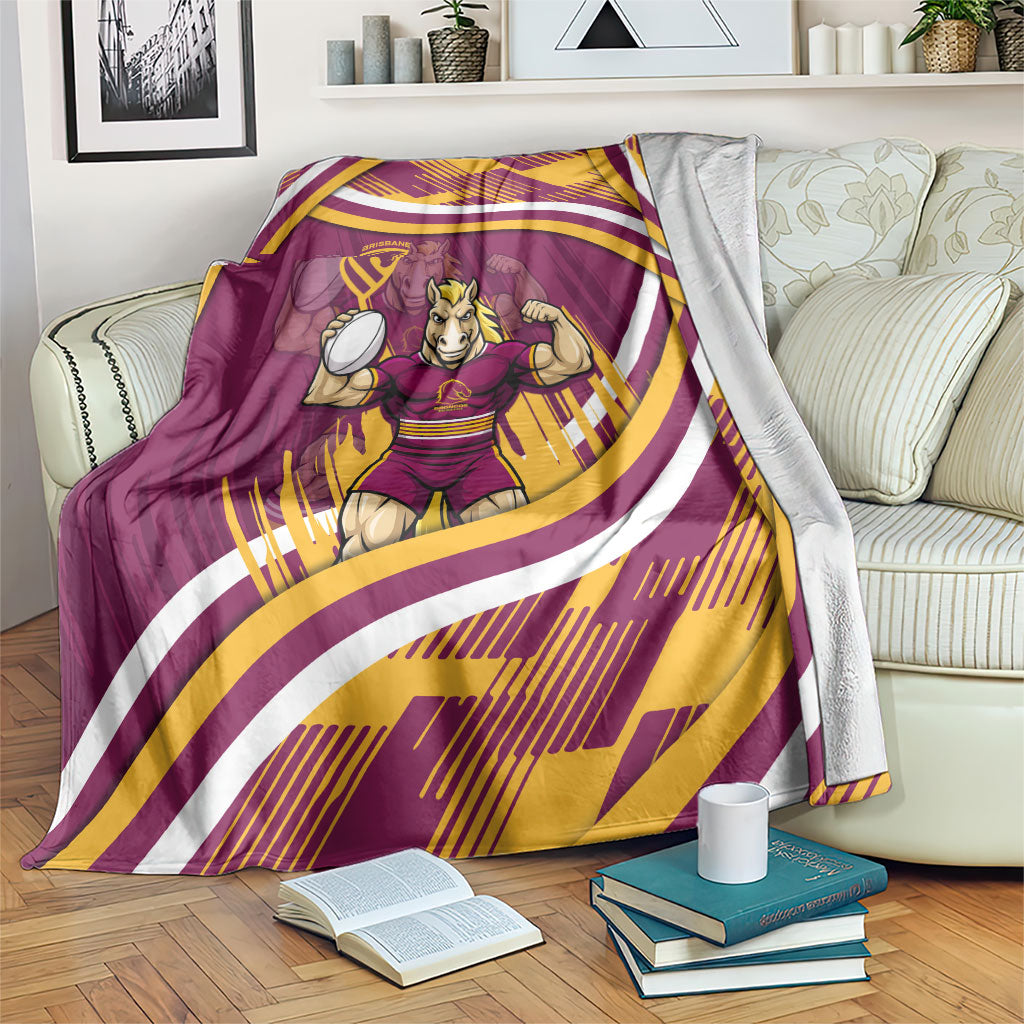 Brisbane Broncos Rugby Mascot Blanket Fierce Athlete Graphic in Sports Style