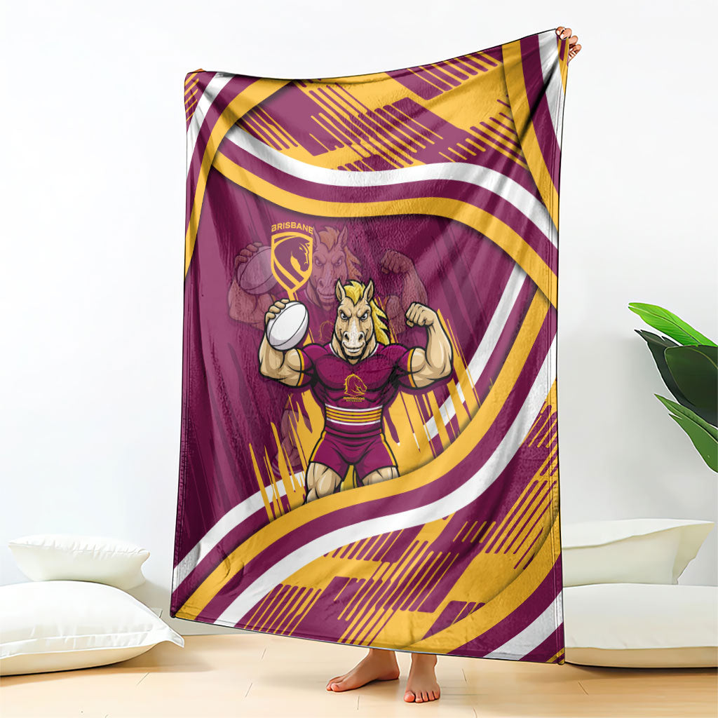 Brisbane Broncos Rugby Mascot Blanket Fierce Athlete Graphic in Sports Style