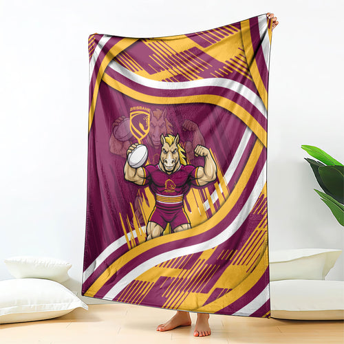 Brisbane Broncos Rugby Mascot Blanket Fierce Athlete Graphic in Sports Style