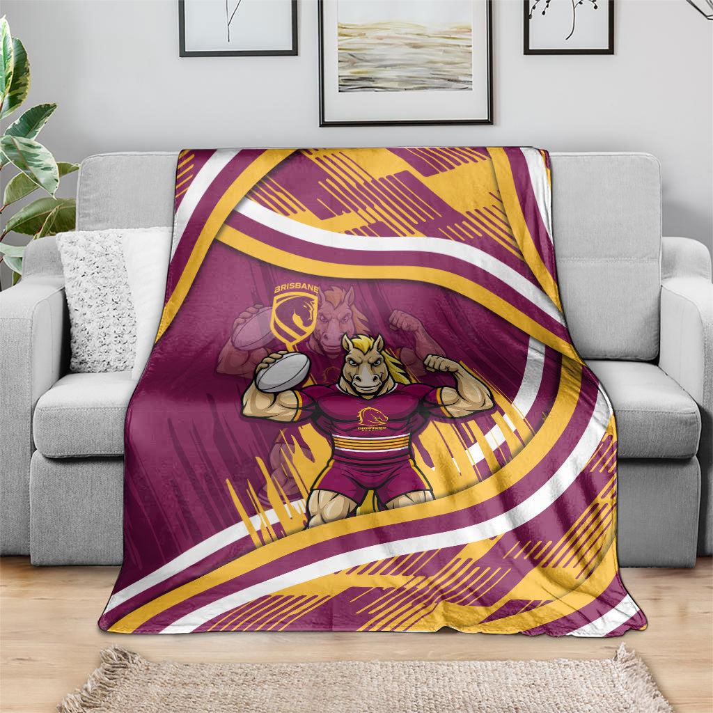 Brisbane Broncos Rugby Mascot Blanket Fierce Athlete Graphic in Sports Style