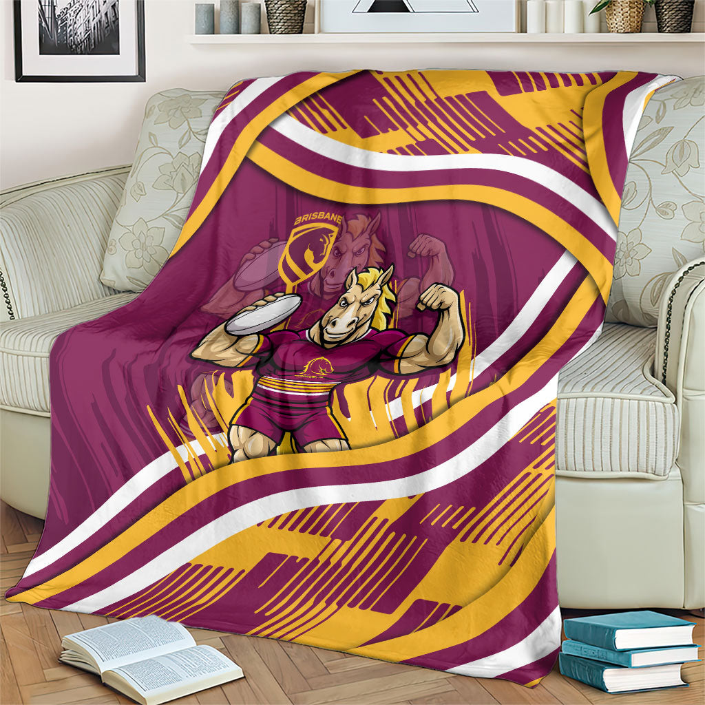 Brisbane Broncos Rugby Mascot Blanket Fierce Athlete Graphic in Sports Style