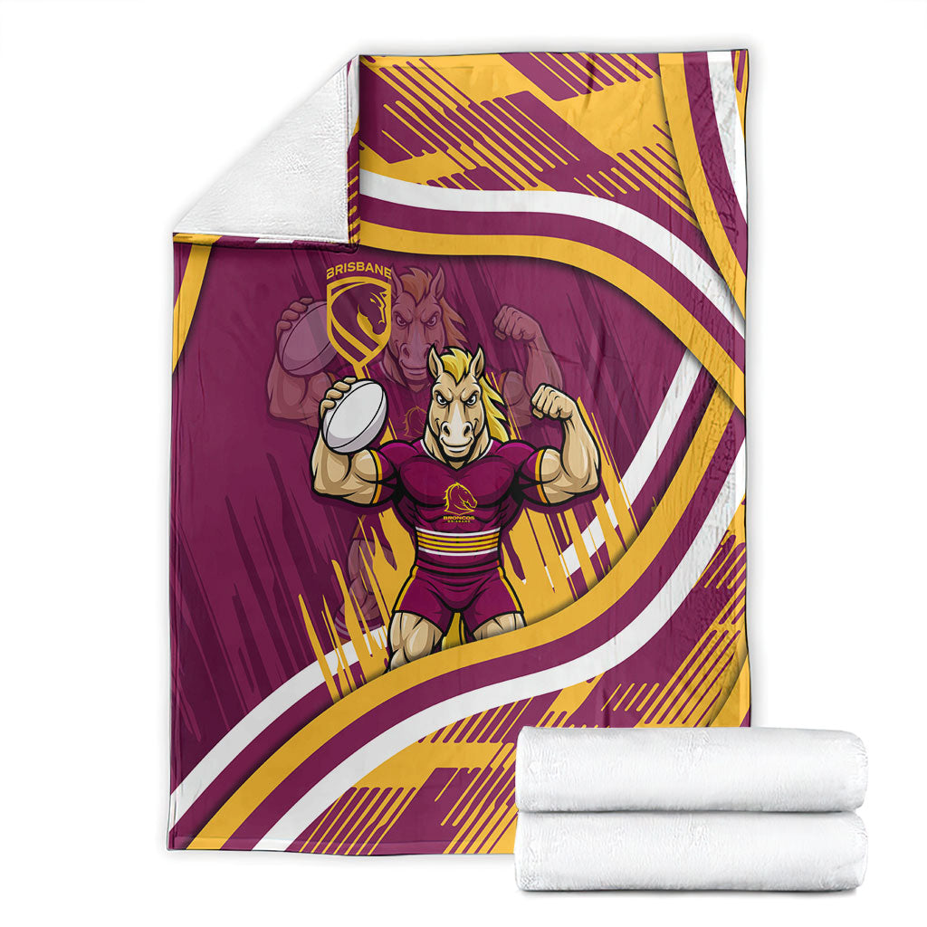 Brisbane Broncos Rugby Mascot Blanket Fierce Athlete Graphic in Sports Style