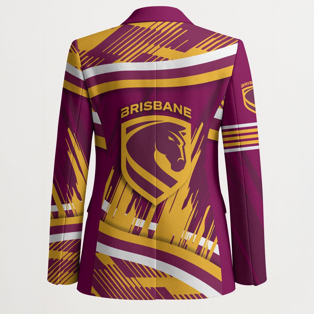 Brisbane Broncos Rugby Mascot Blazer Fierce Athlete Graphic in Sports Style