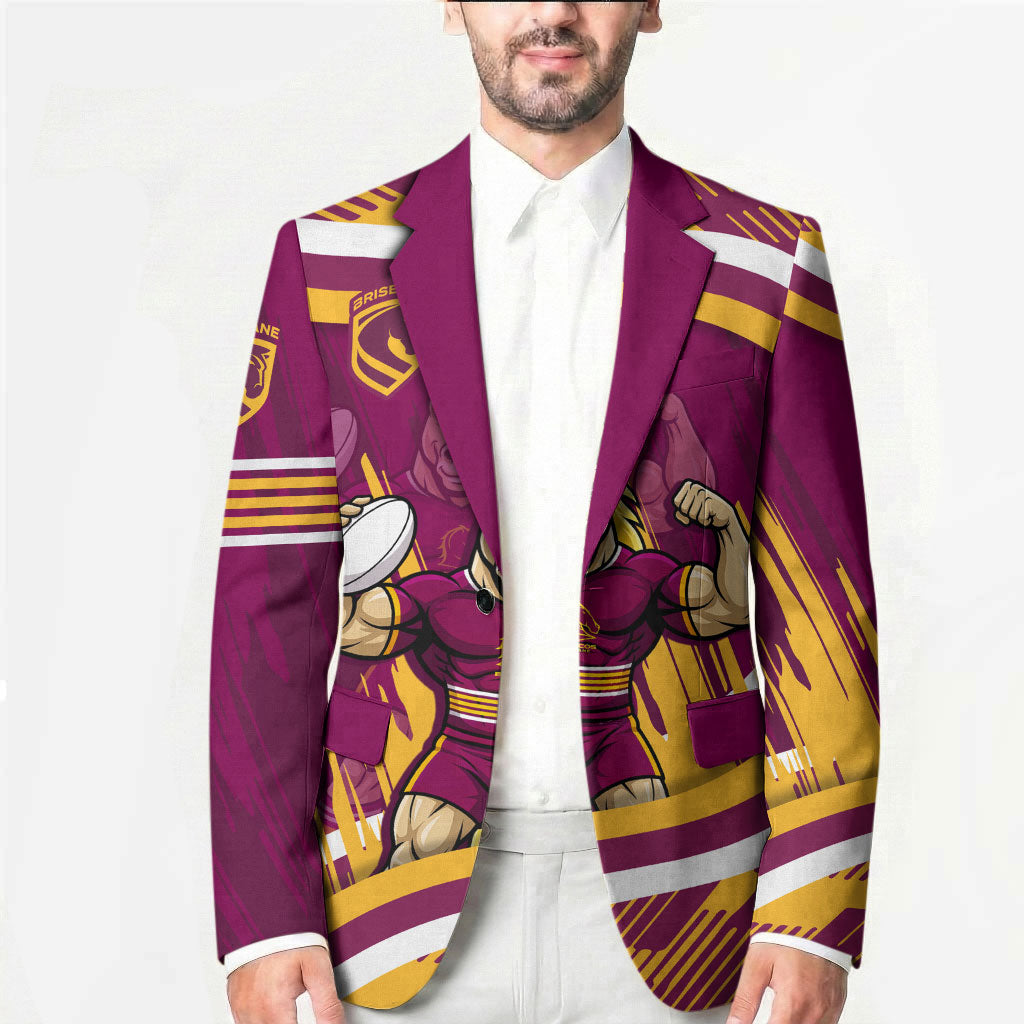 Brisbane Broncos Rugby Mascot Blazer Fierce Athlete Graphic in Sports Style