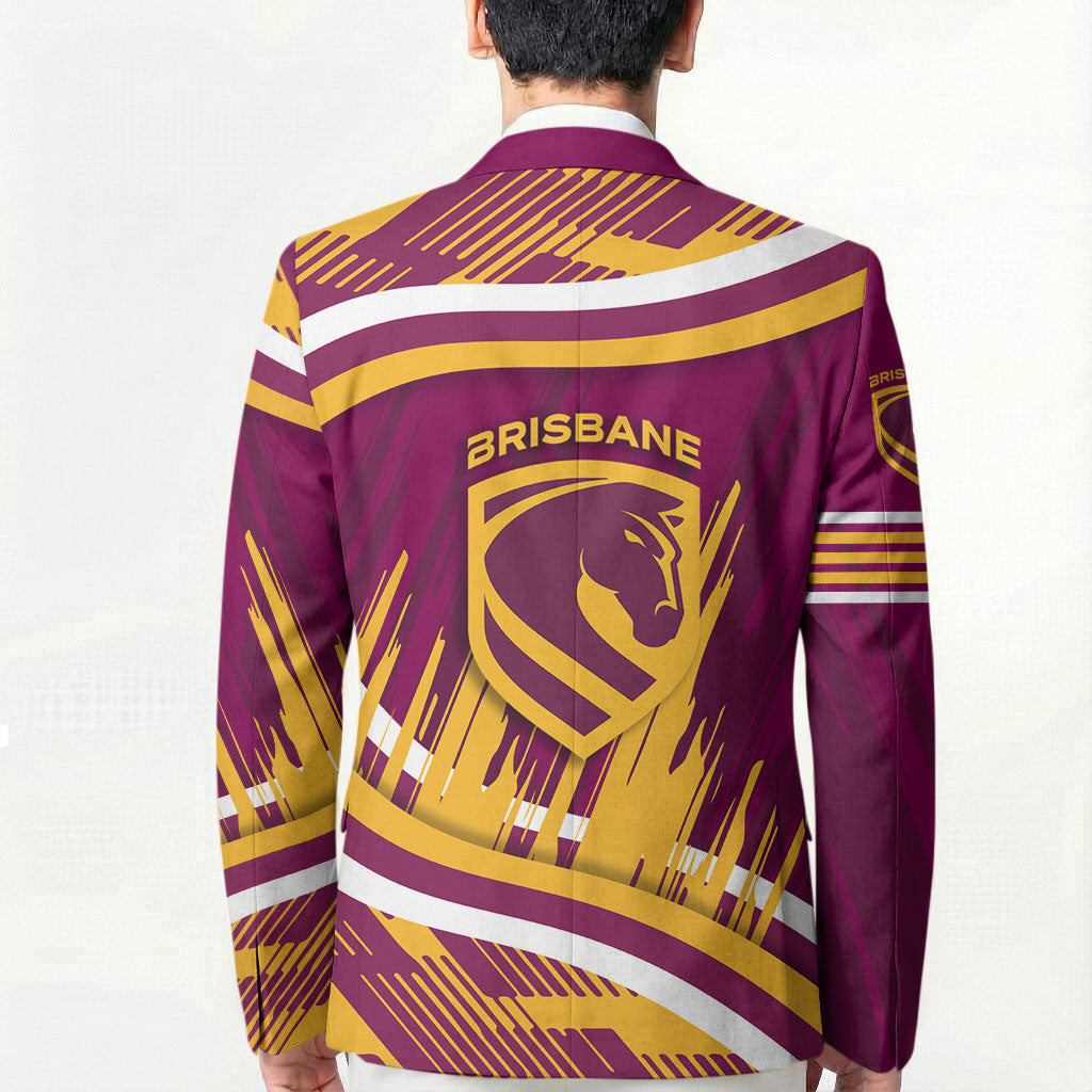 Brisbane Broncos Rugby Mascot Blazer Fierce Athlete Graphic in Sports Style