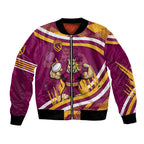 Brisbane Broncos Rugby Mascot Bomber Jacket Fierce Athlete Graphic in Sports Style