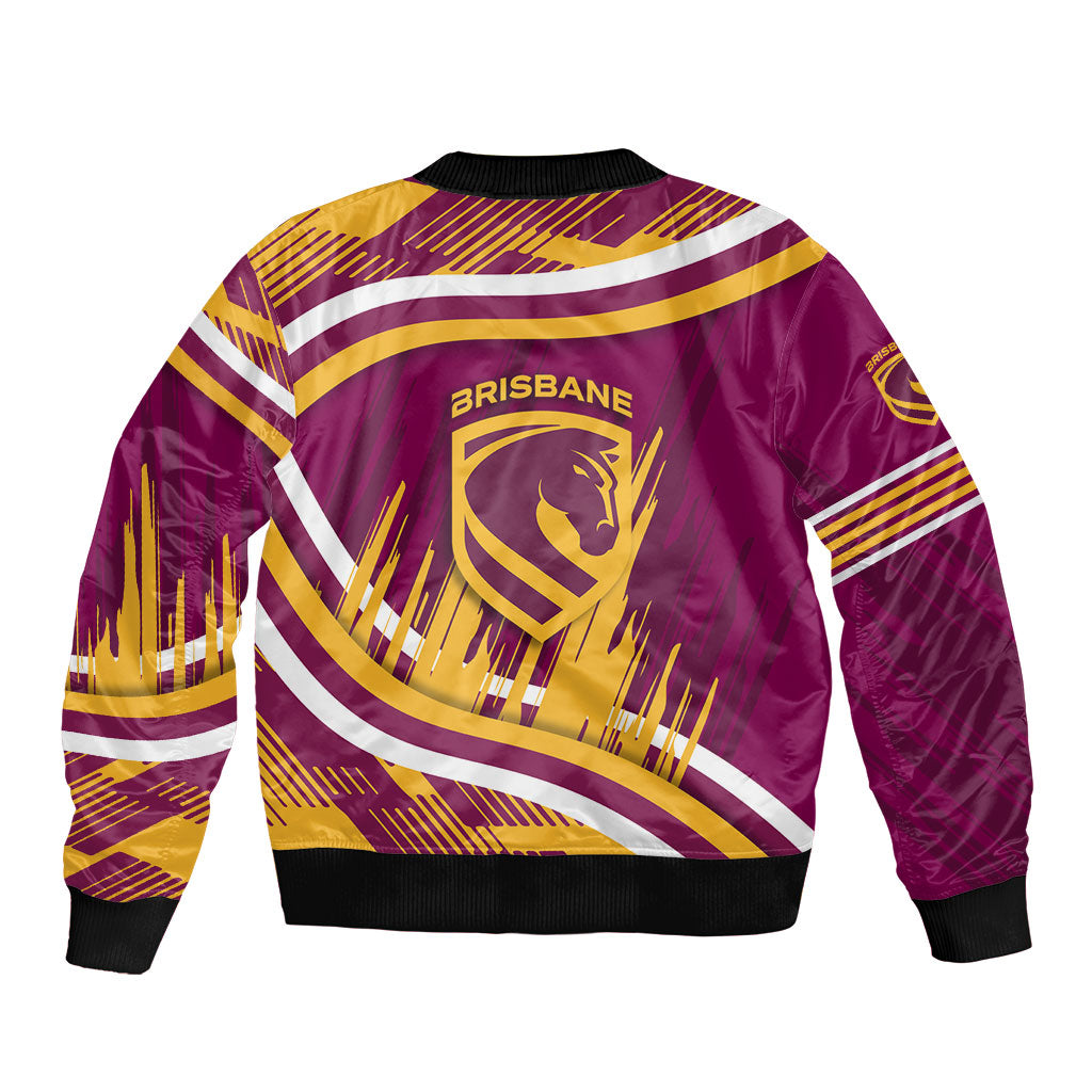 Brisbane Broncos Rugby Mascot Bomber Jacket Fierce Athlete Graphic in Sports Style
