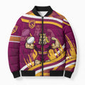 Brisbane Broncos Rugby Mascot Bomber Puffer Jacket Fierce Athlete Graphic in Sports Style