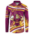 Brisbane Broncos Rugby Mascot Button Sweatshirt Fierce Athlete Graphic in Sports Style