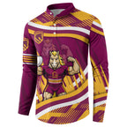 Brisbane Broncos Rugby Mascot Button Sweatshirt Fierce Athlete Graphic in Sports Style