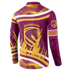 Brisbane Broncos Rugby Mascot Button Sweatshirt Fierce Athlete Graphic in Sports Style