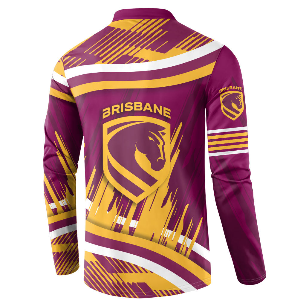 Brisbane Broncos Rugby Mascot Button Sweatshirt Fierce Athlete Graphic in Sports Style
