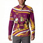 Brisbane Broncos Rugby Mascot Button Sweatshirt Fierce Athlete Graphic in Sports Style
