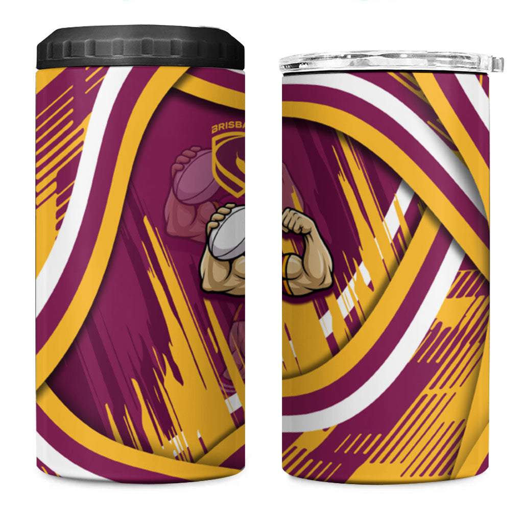 Brisbane Broncos Rugby Mascot 4 in 1 Can Cooler Tumbler Fierce Athlete Graphic in Sports Style