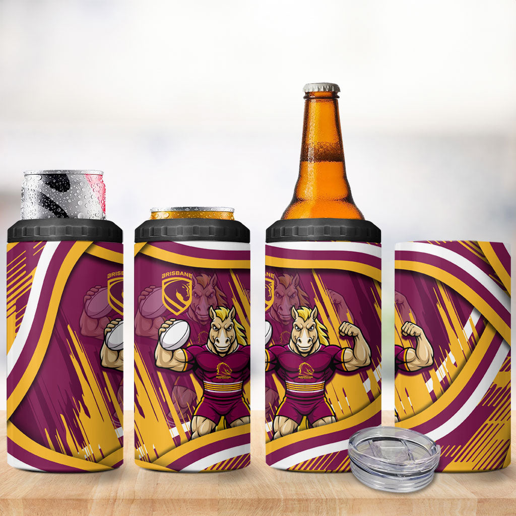 Brisbane Broncos Rugby Mascot 4 in 1 Can Cooler Tumbler Fierce Athlete Graphic in Sports Style
